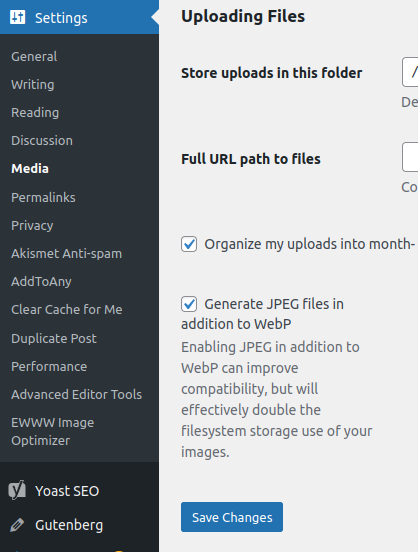 WordPress JPEG generation