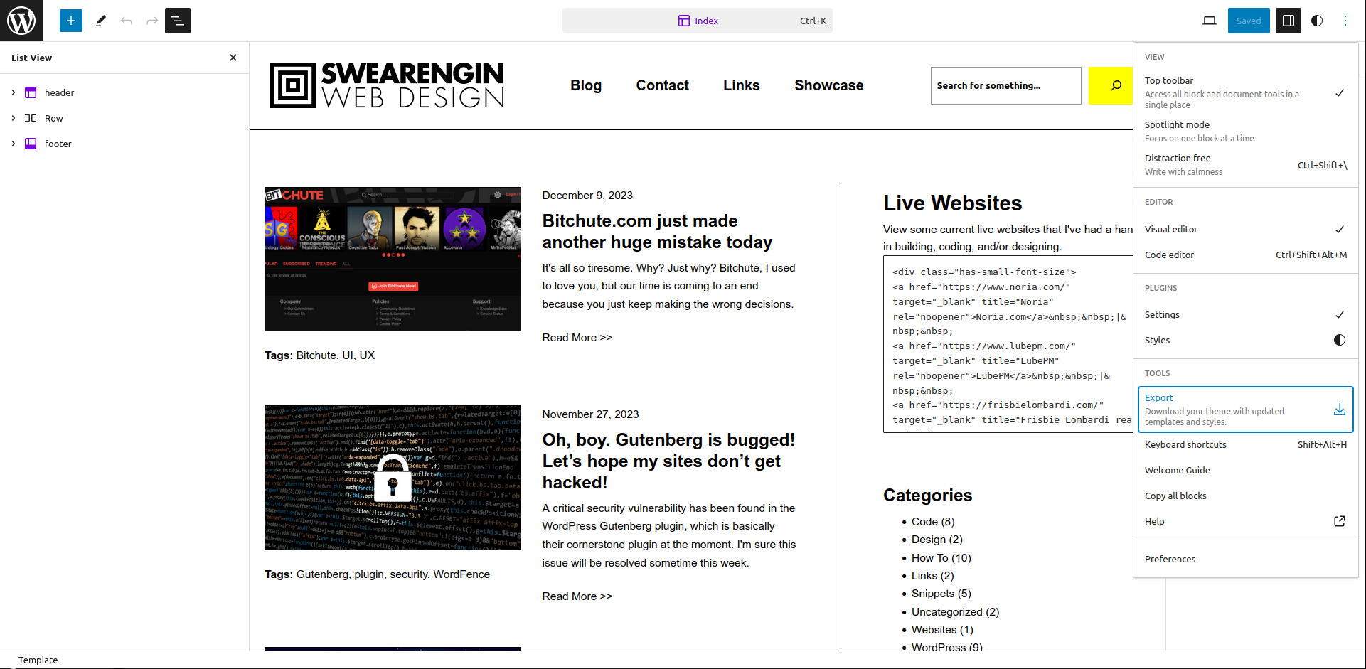 Wordpress how to quickly export a block theme after making mods