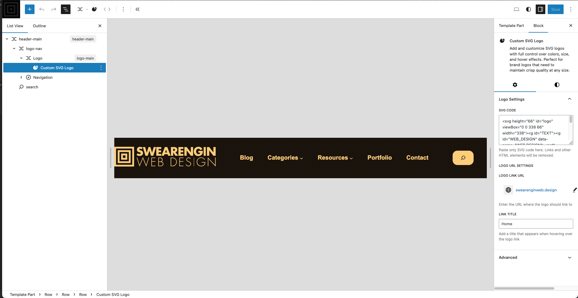Custom SVG logo block plugin for the WordPress full site editor ...
